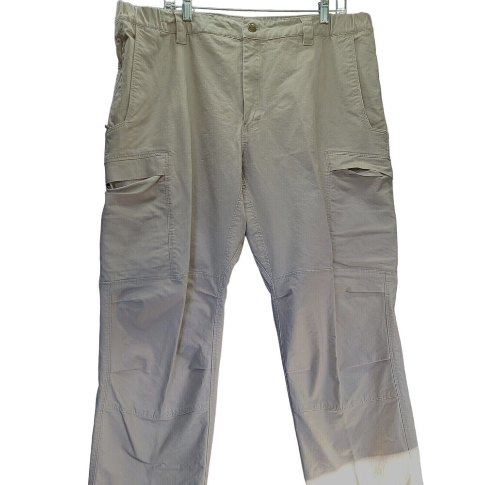 Vertx Mens Pants Beige Size 40 Polyester Blend Cargo Pockets Zipper Button Close